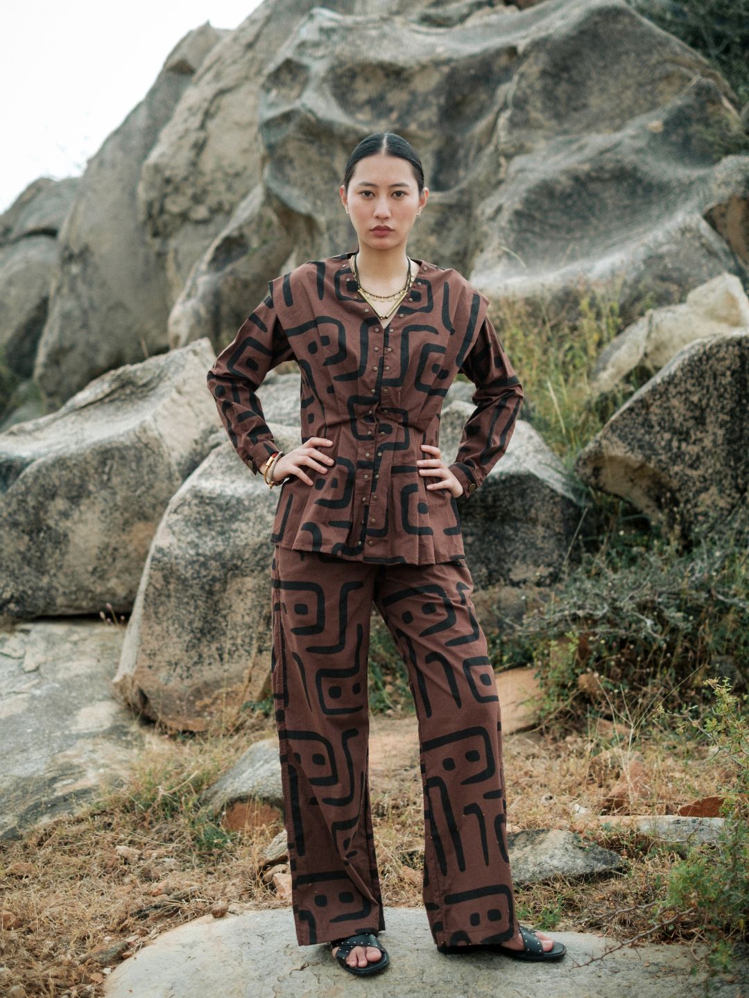 Izu Peplum Set-Printed