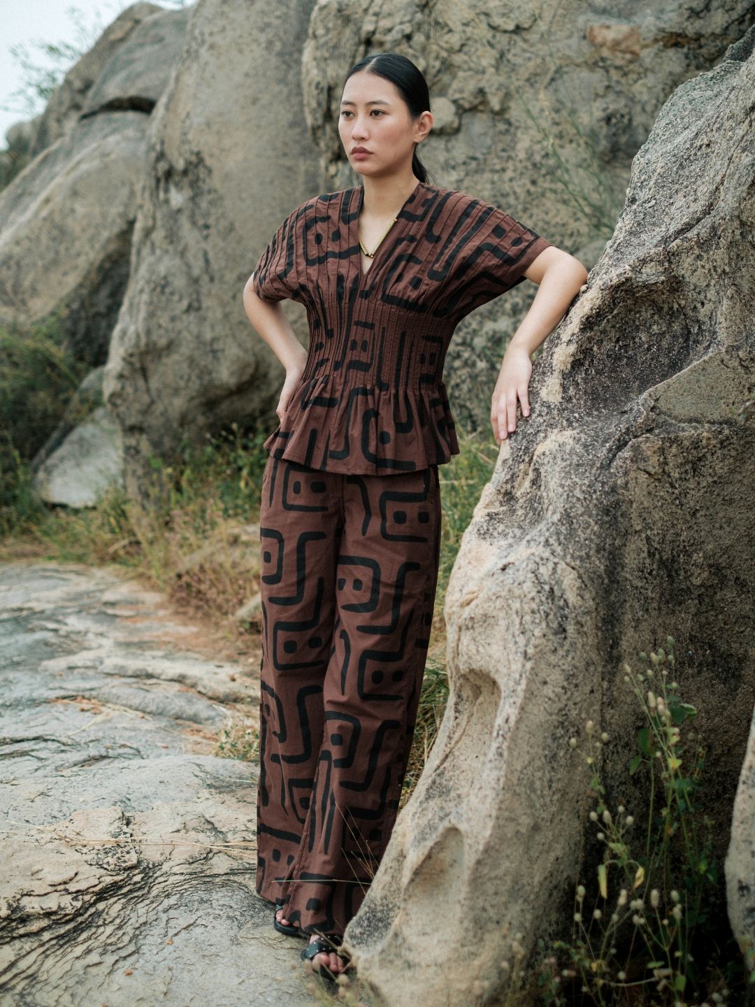 Handwoven Sailor Flared Pants - Tribal Printed