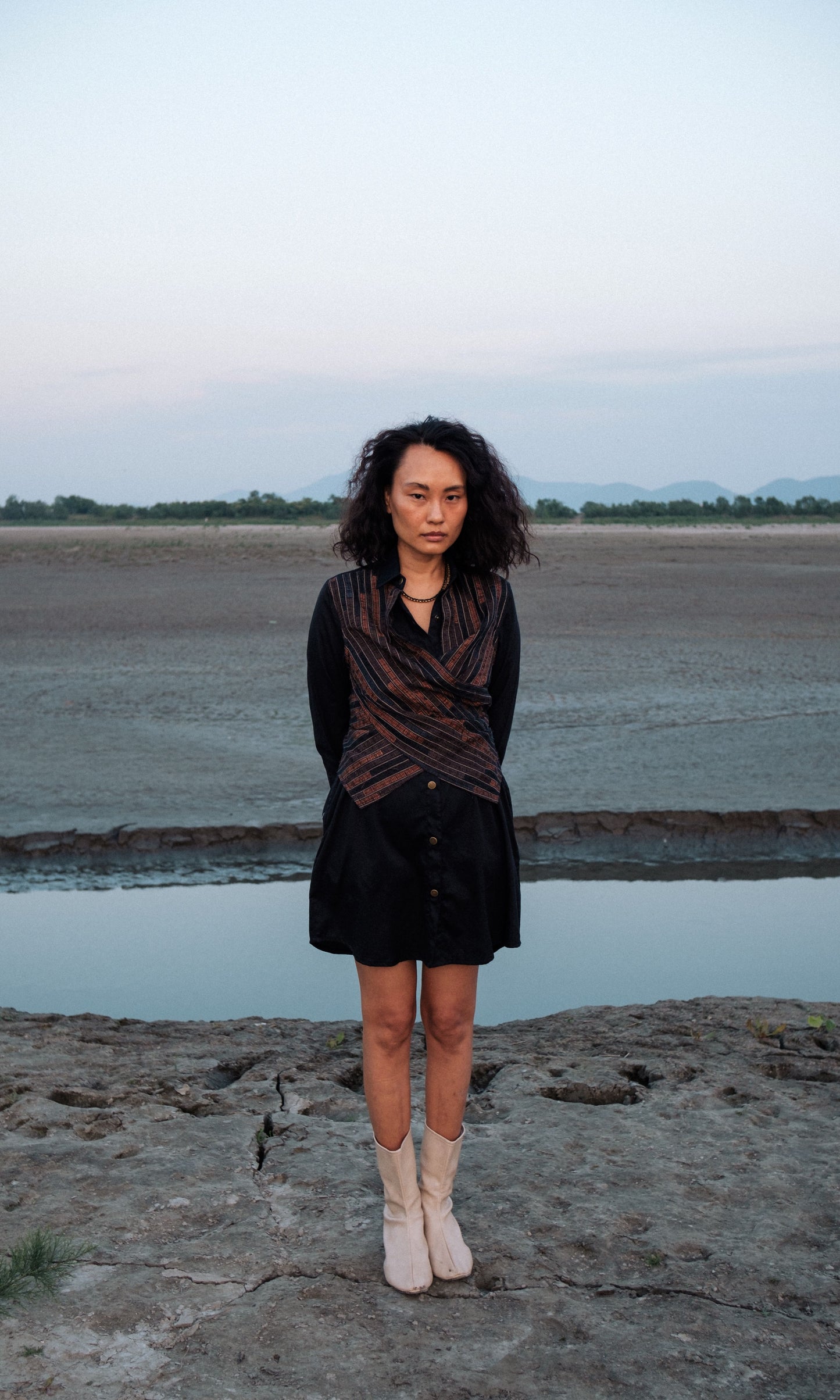 Upcycled Seattle Wrap Dress - Black Copper