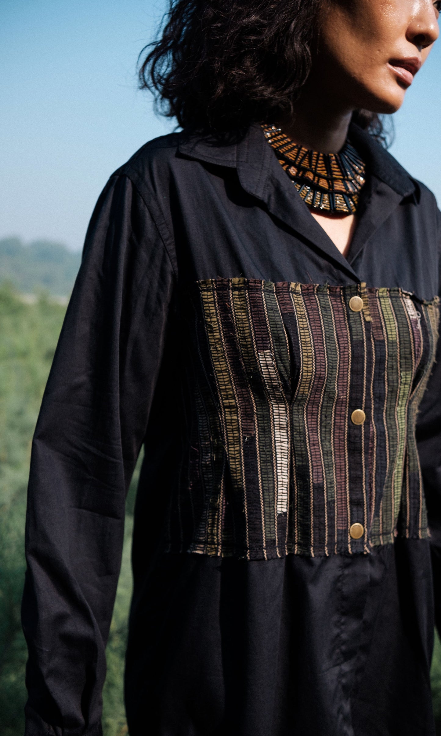 Upcycled Hunza Shirt - Black Green