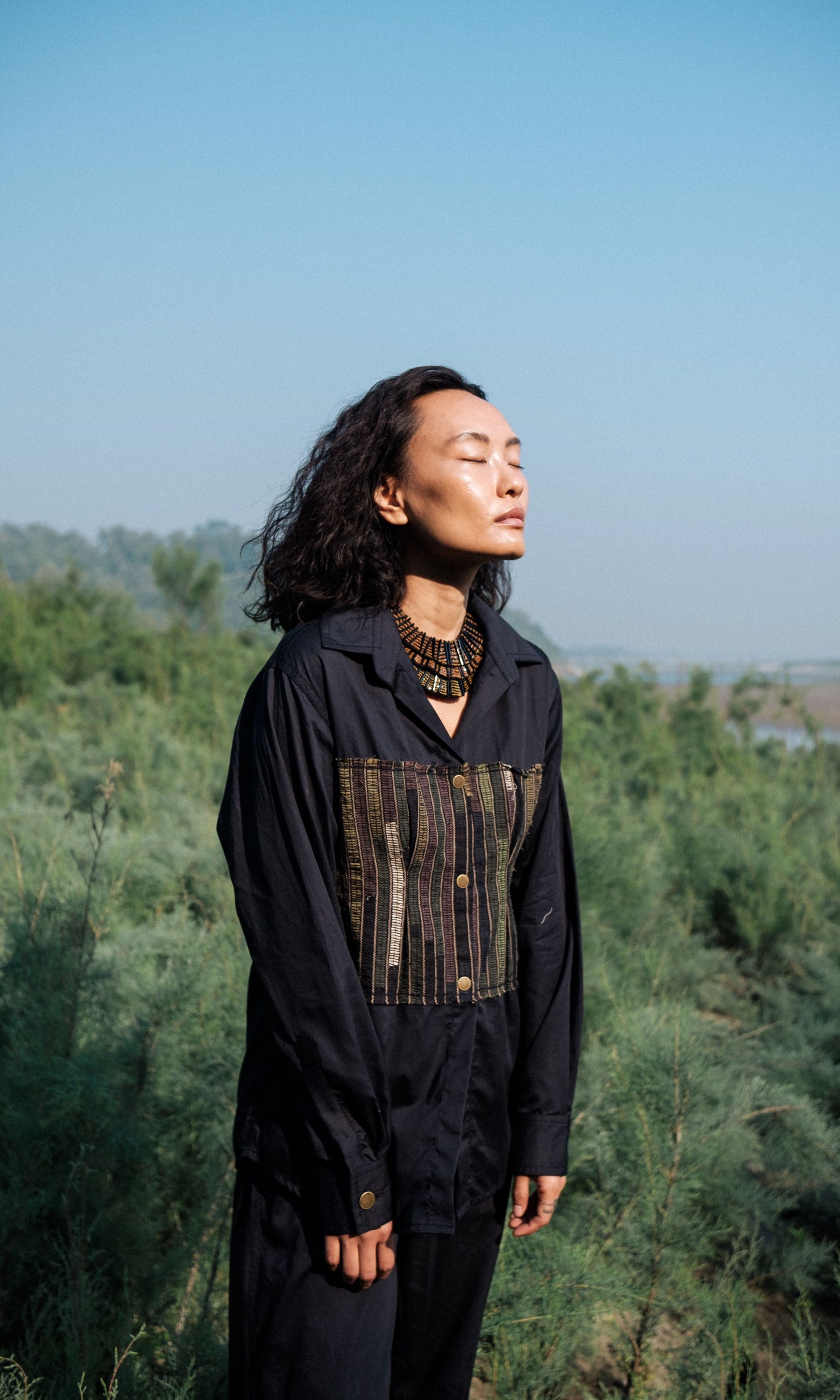 Upcycled Hunza Shirt - Black Green