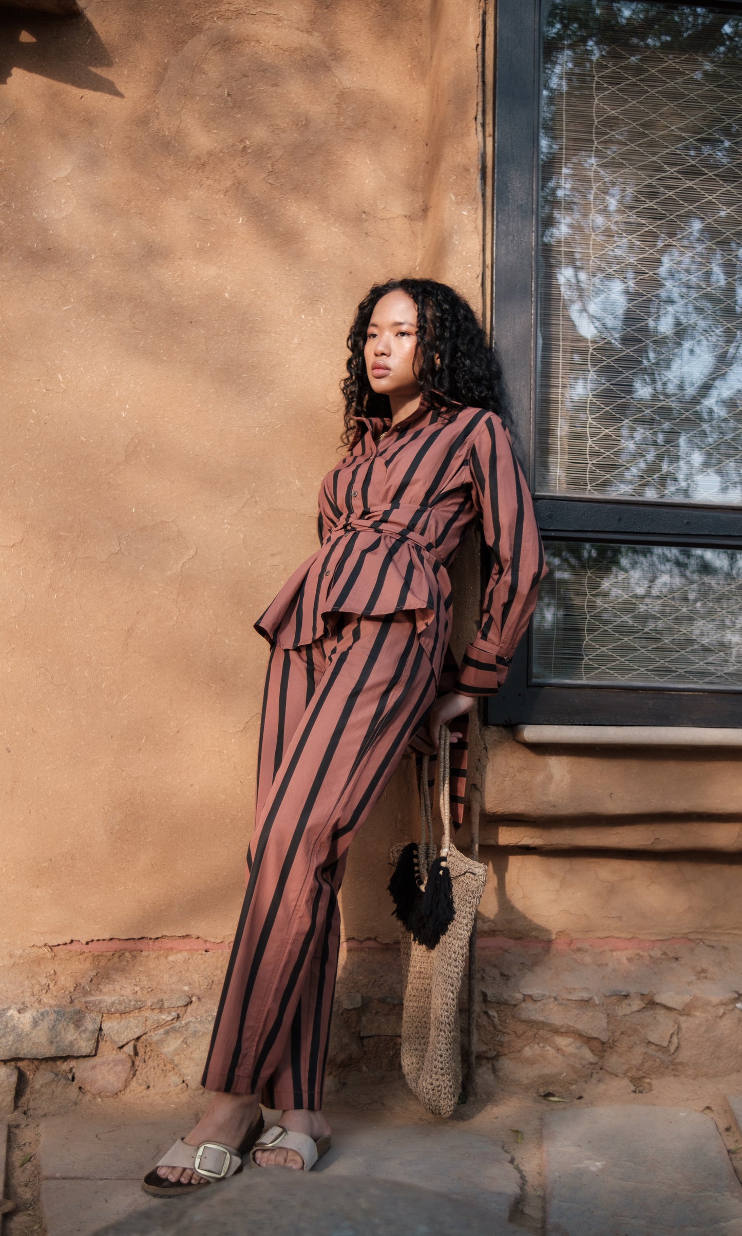 Nara Front knot Shirt Striped-Set