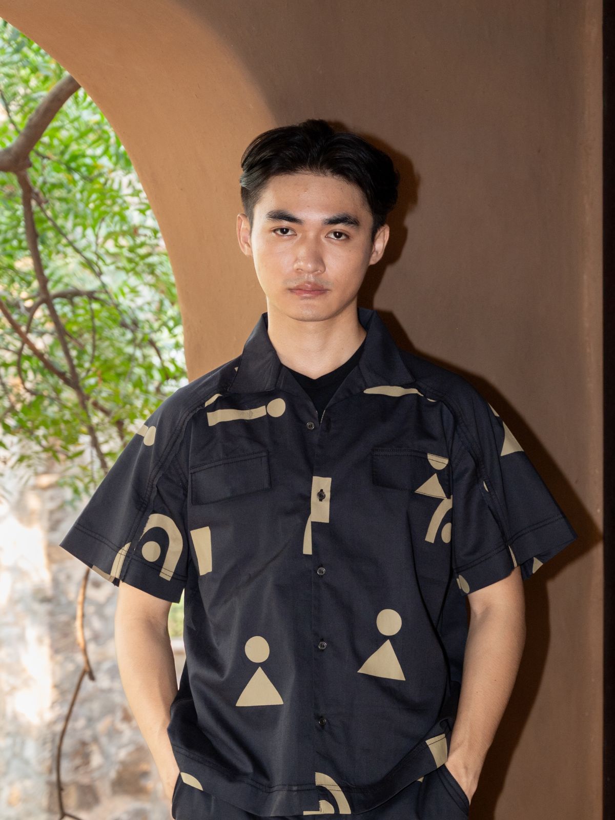 Raglan Fringe Shirt - Triangular Print