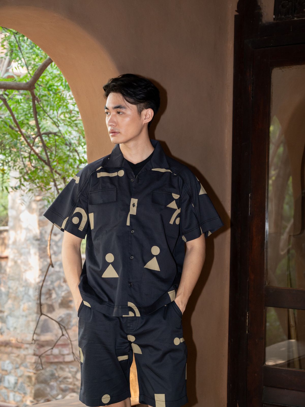 Raglan Fringe Shirt - Triangular Print