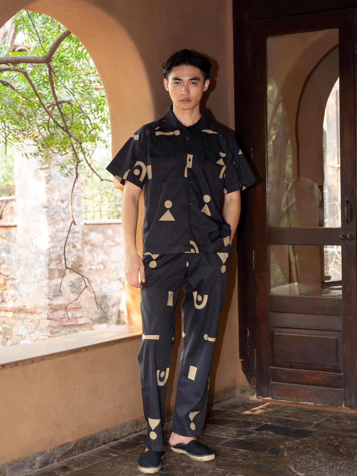 Raglan Fringe Shirt - Triangular Print