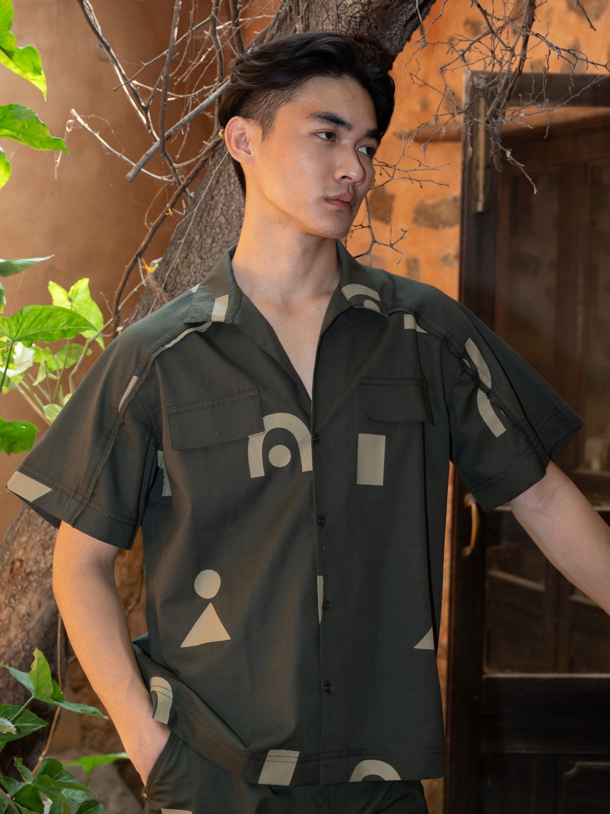Raglan Fringe Shirt - Triangular Print