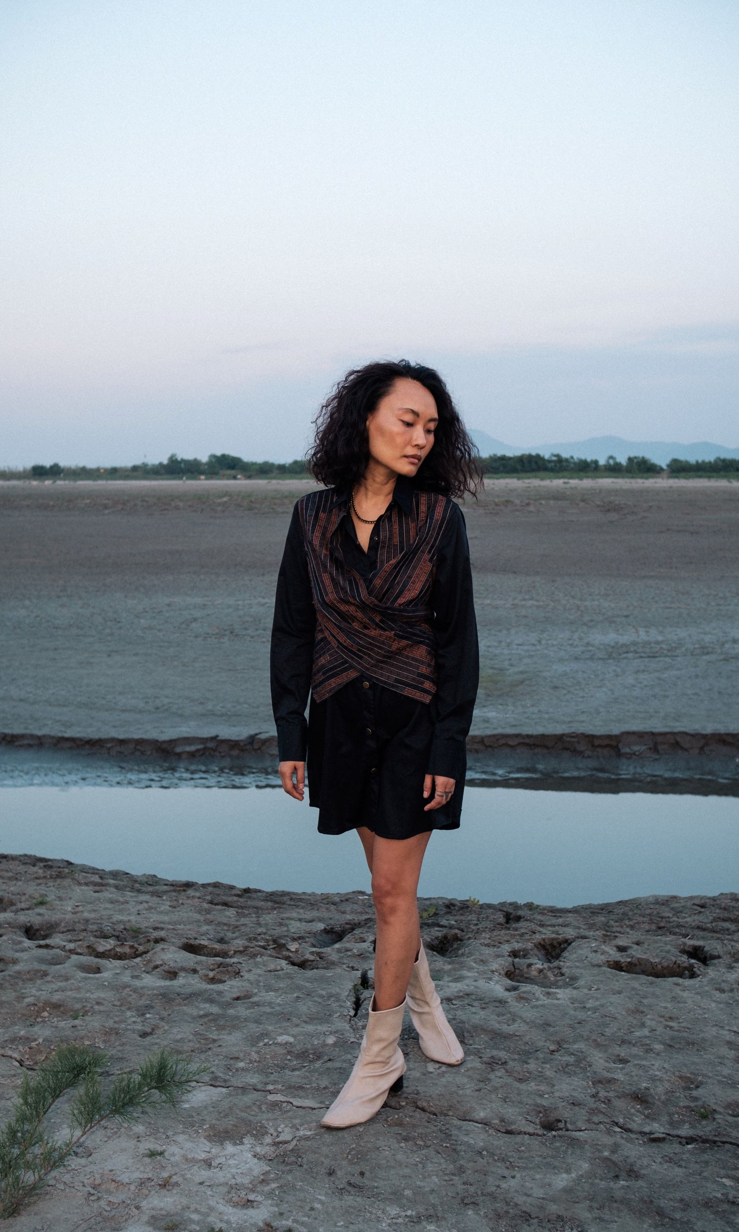 Upcycled Seattle Wrap Dress - Black Copper