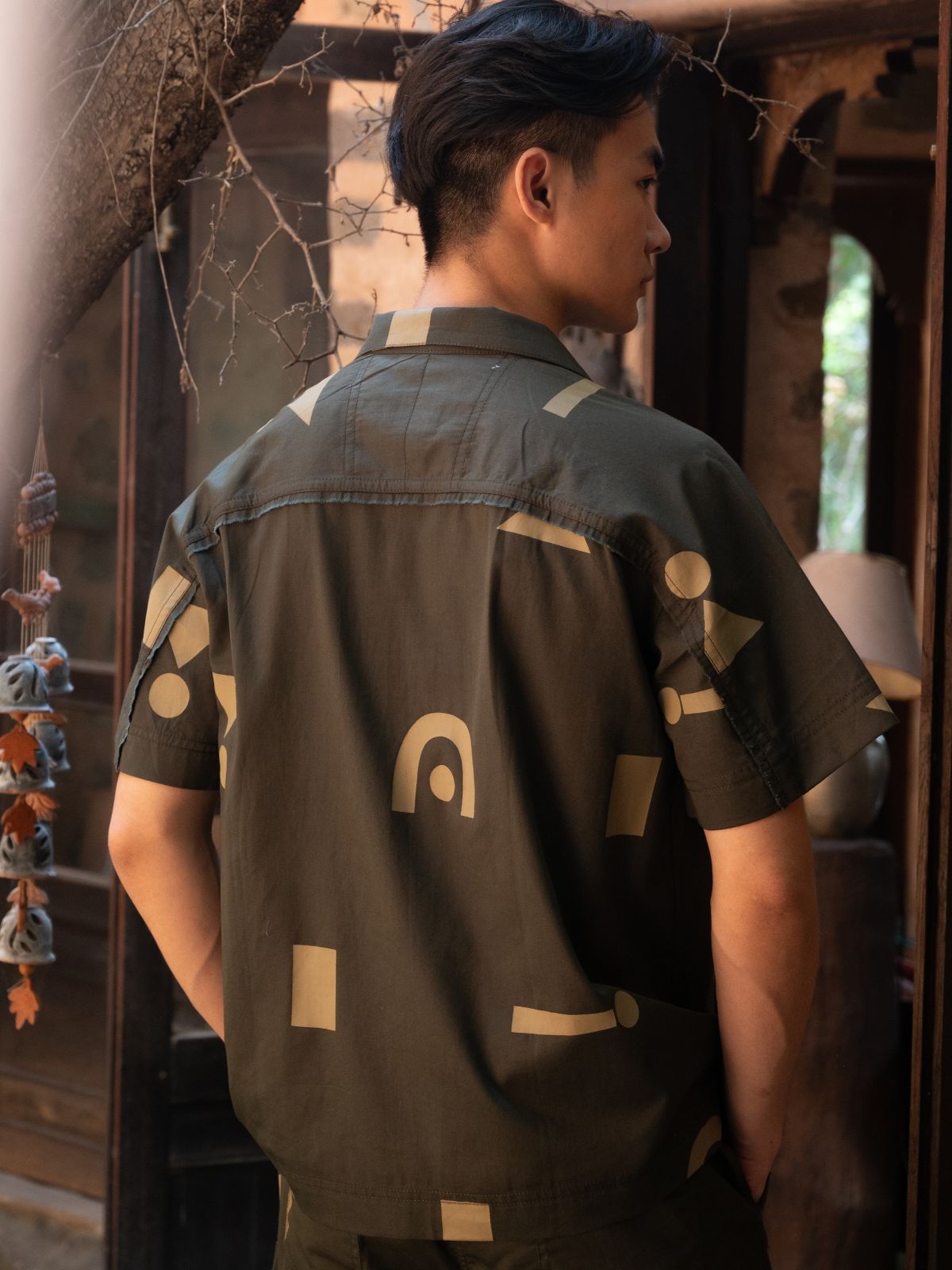 Raglan Fringe Shirt - Triangular Print