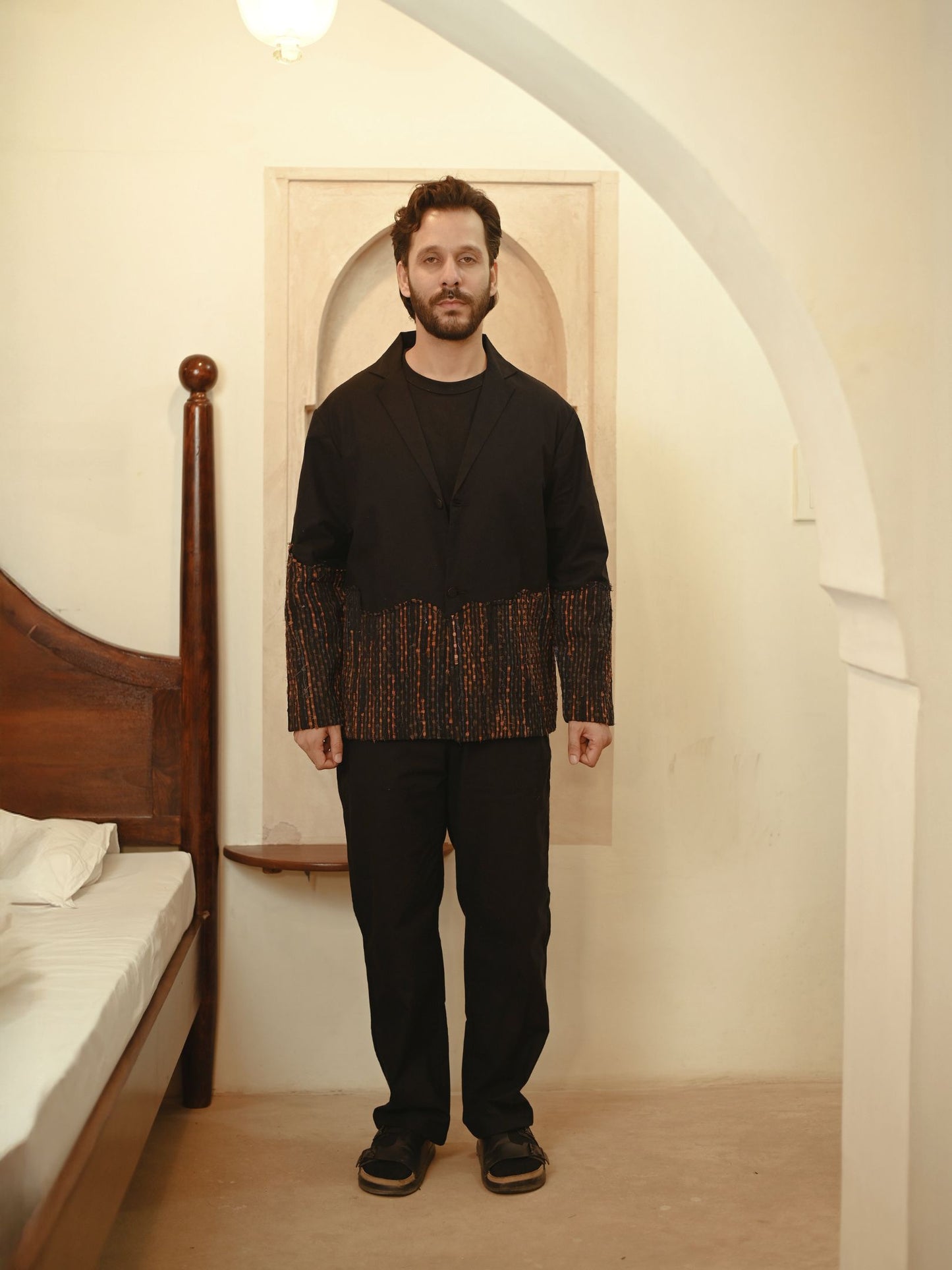 Upcycled Handwoven Ying Yang Blazer Set - Copper