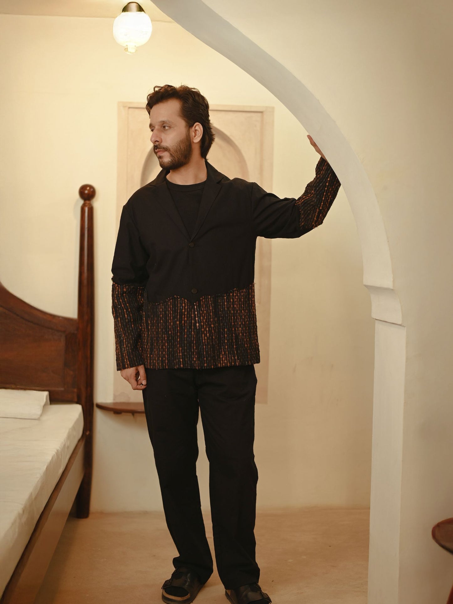 Upcycled Handwoven Ying Yang Blazer - Copper