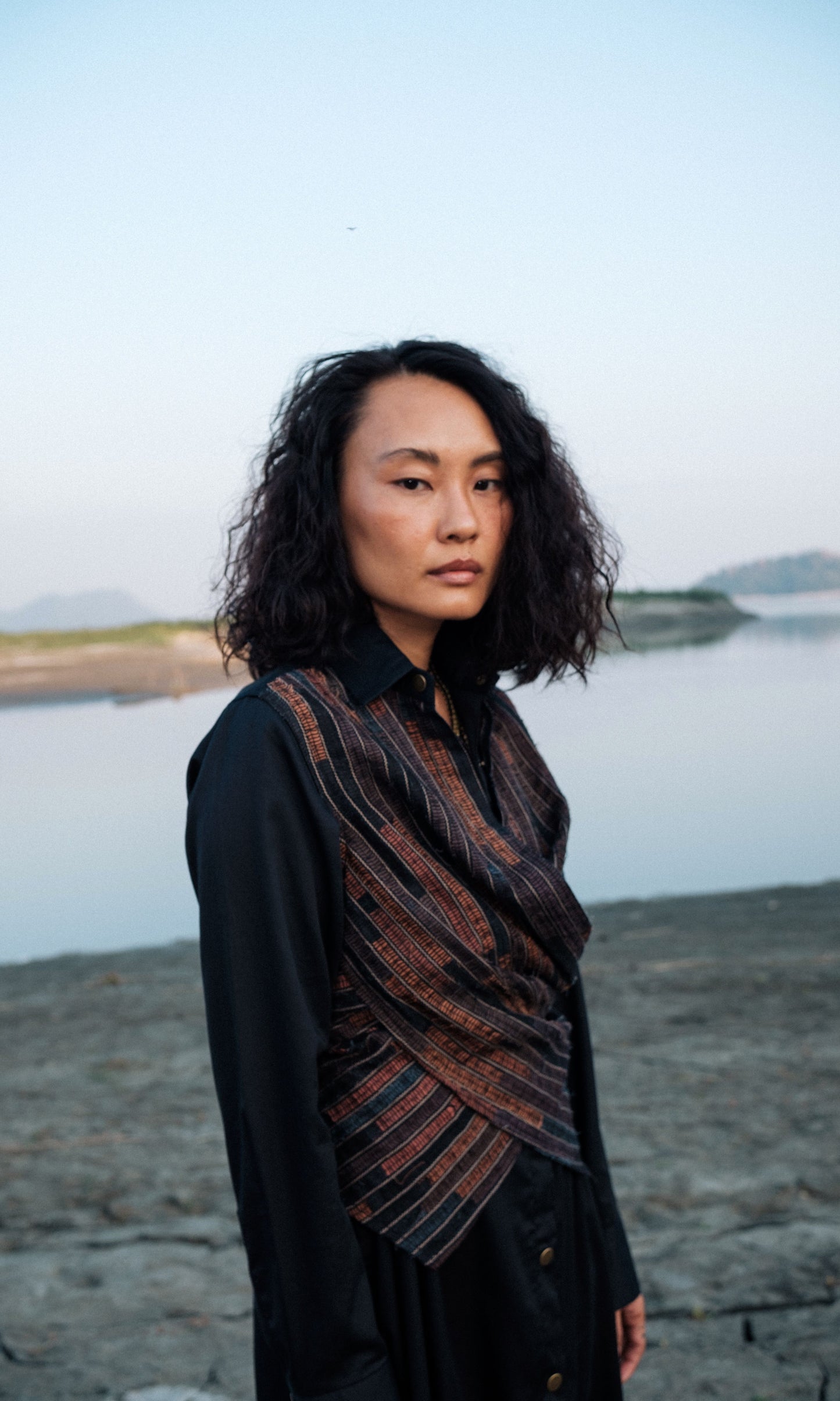 Upcycled Seattle Wrap Long Dress - Black Copper