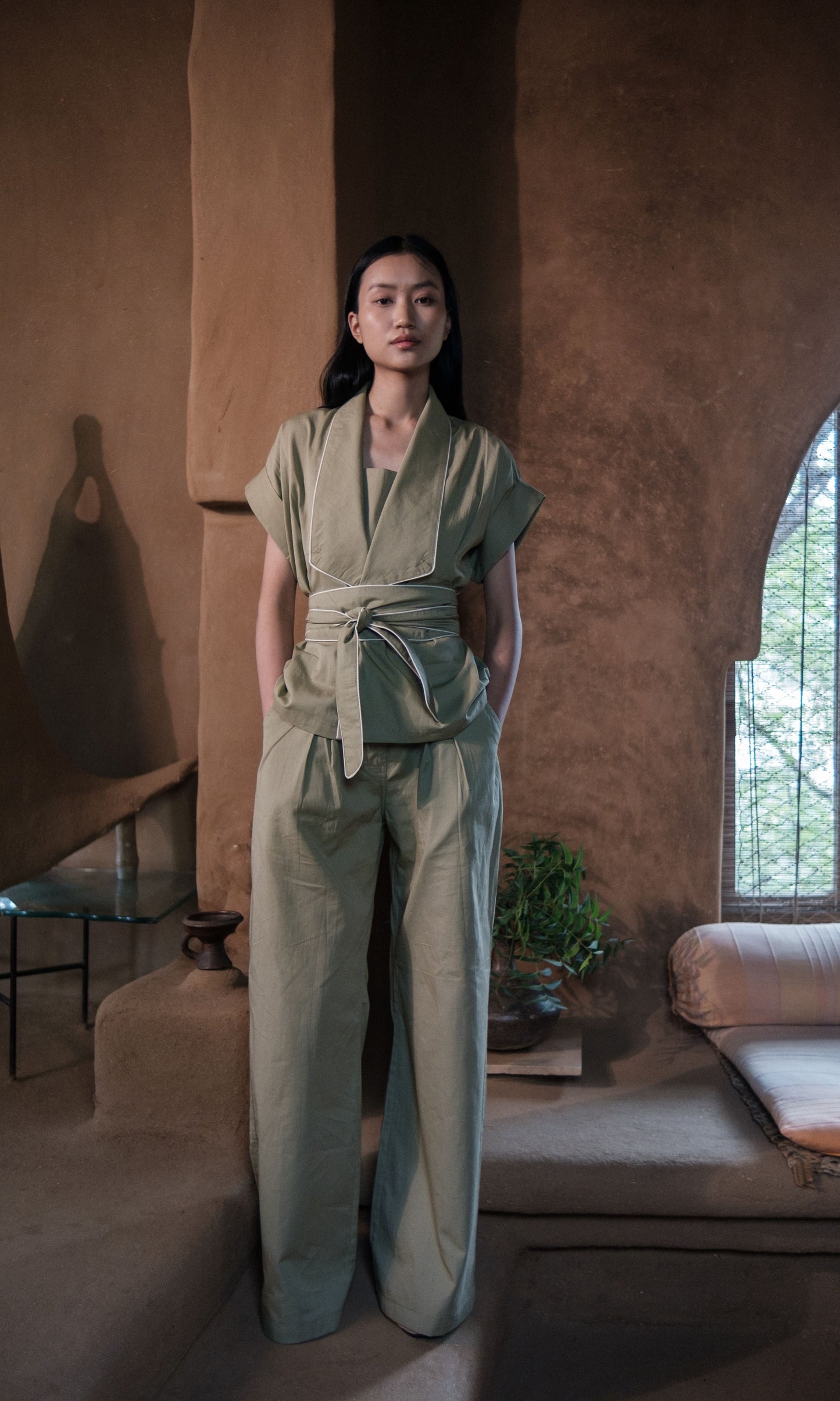 Berlin Shawl Collar Top - Solid