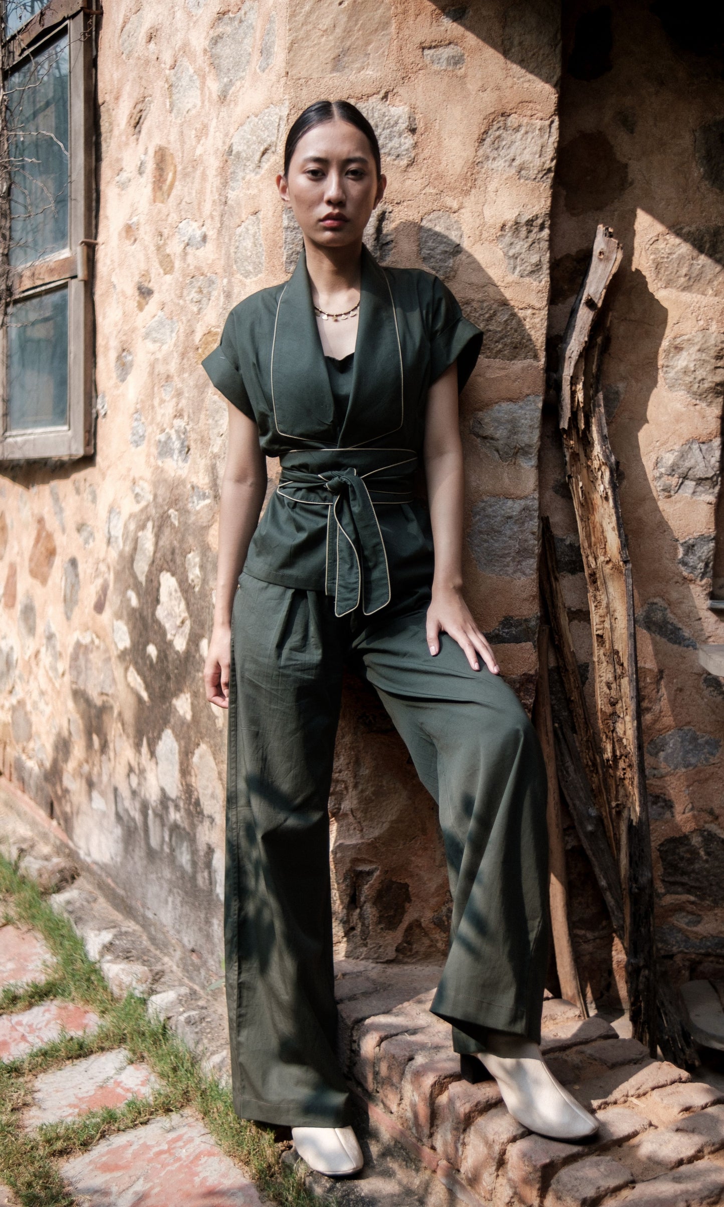 Berlin Shawl Collar Top - Solid