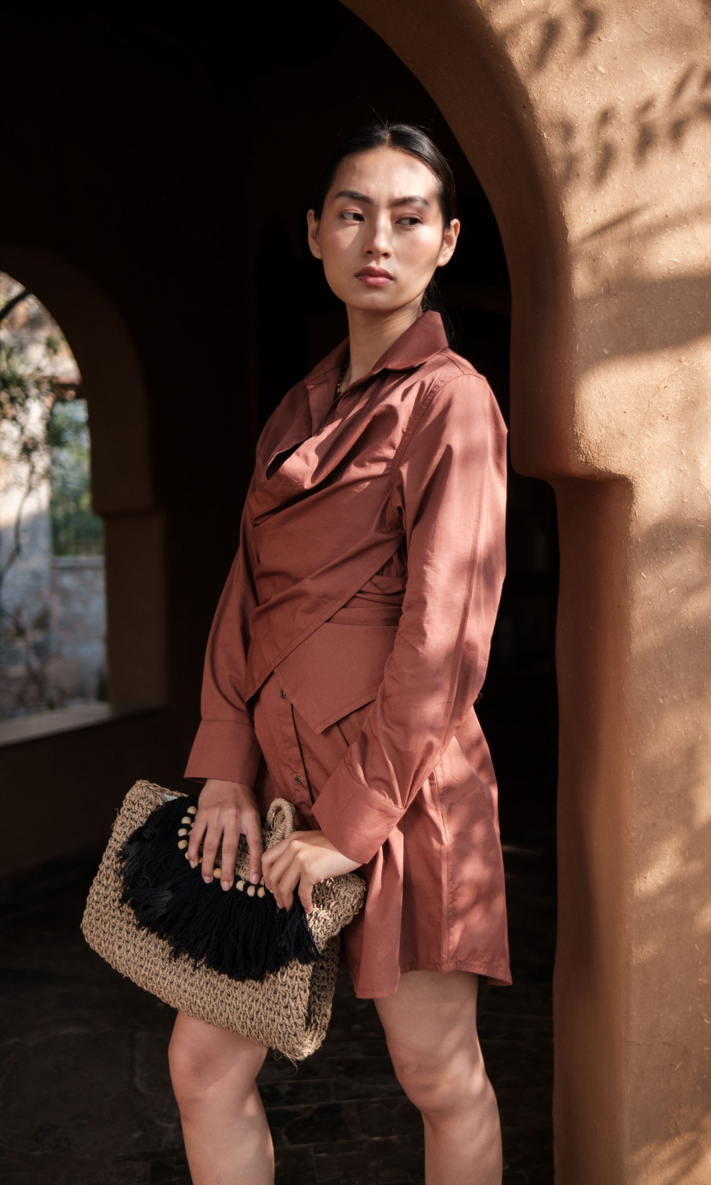 Seattle Wrap Shirt Dress - Solid