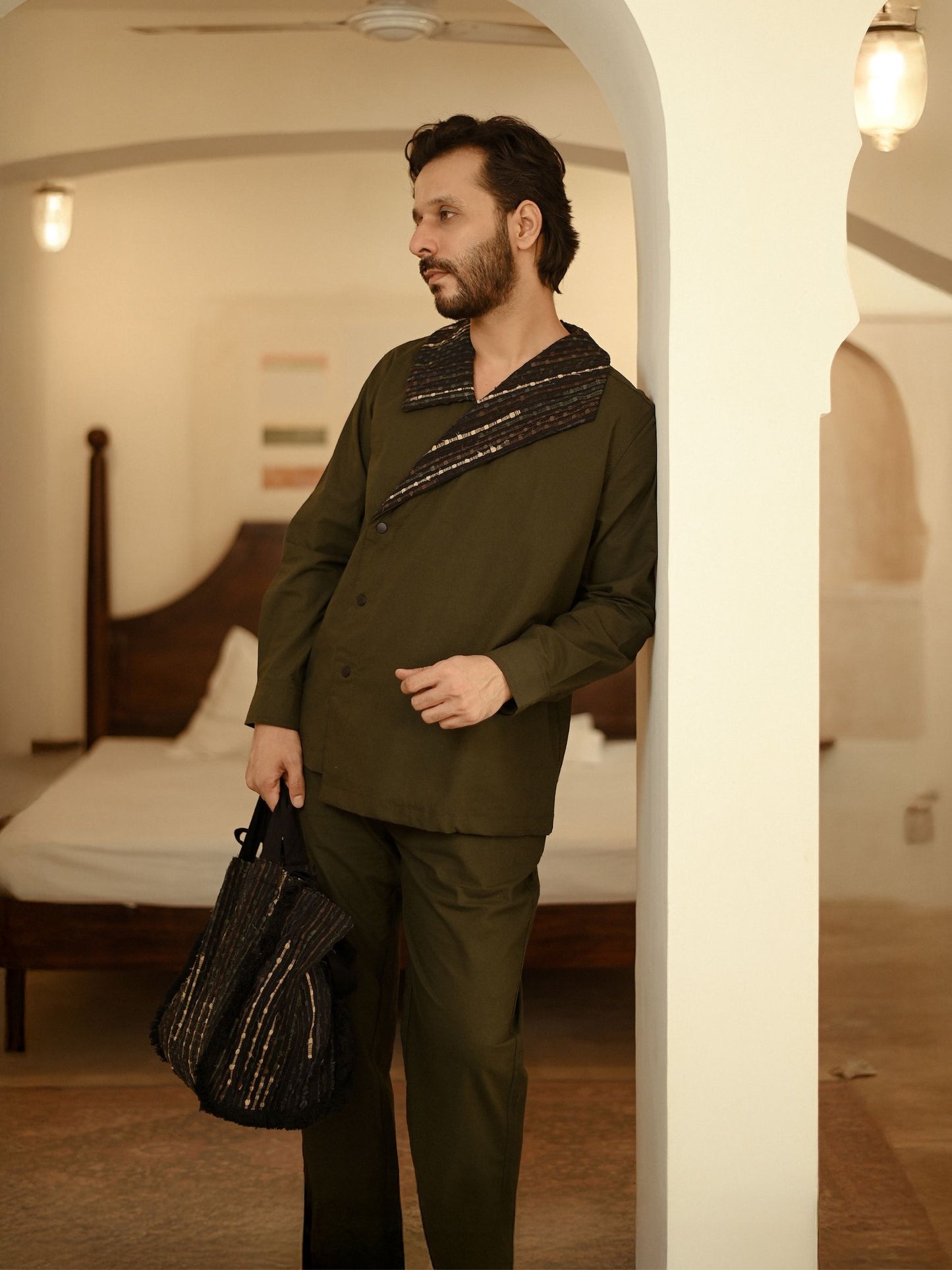 Upcycled Handwoven Arrow Collar Set - Green