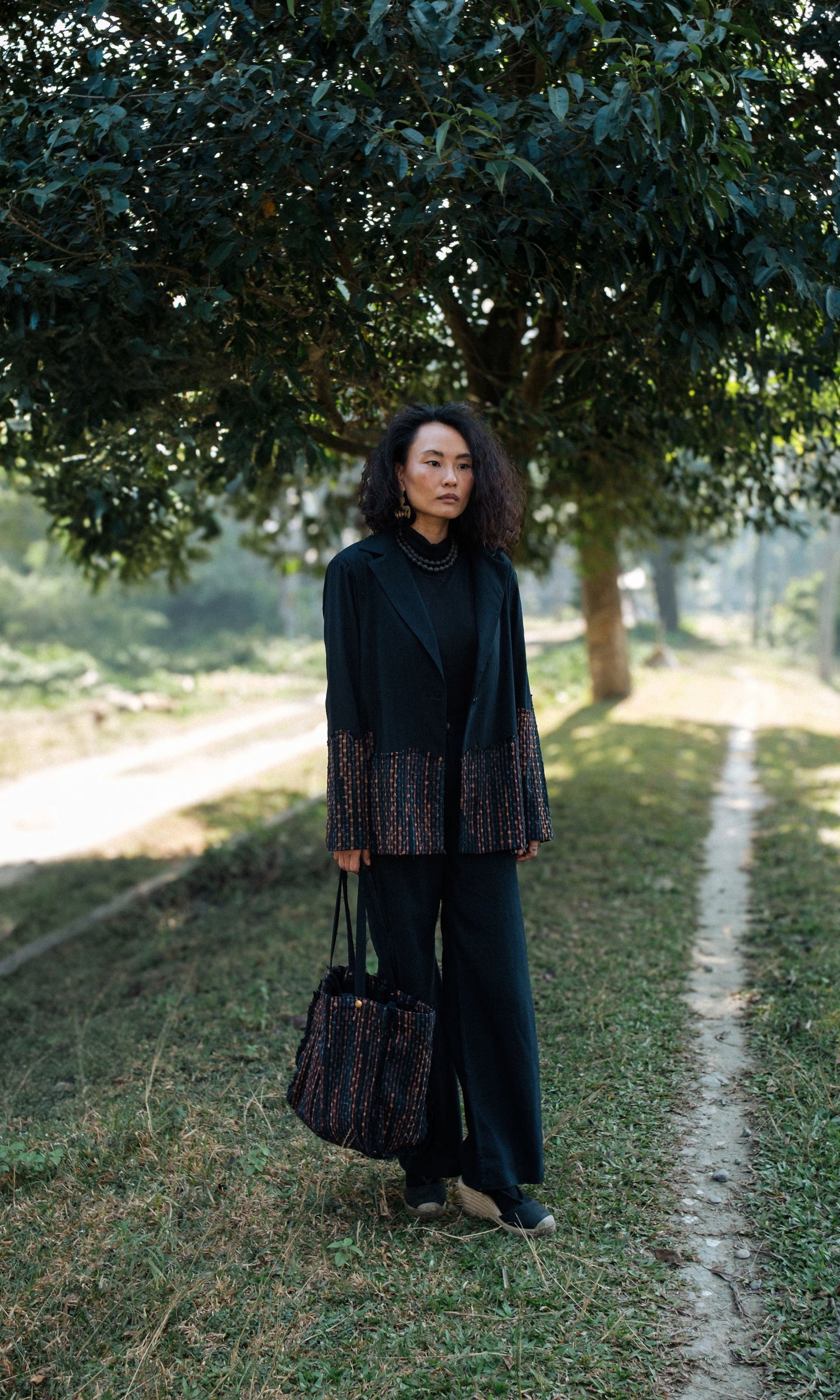 Handwoven Ying Yang Blazer - Black Copper