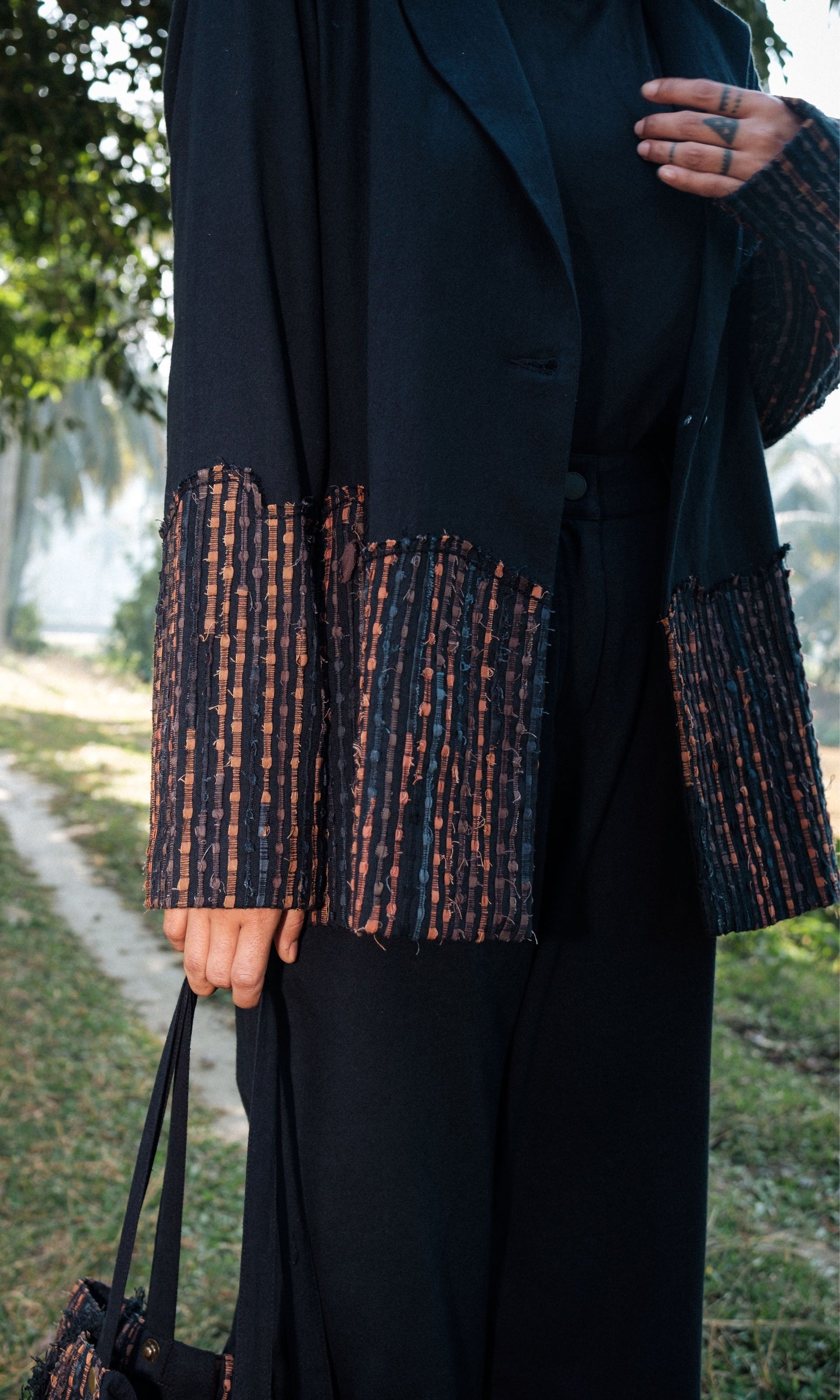 Handwoven Ying Yang Blazer - Black Copper