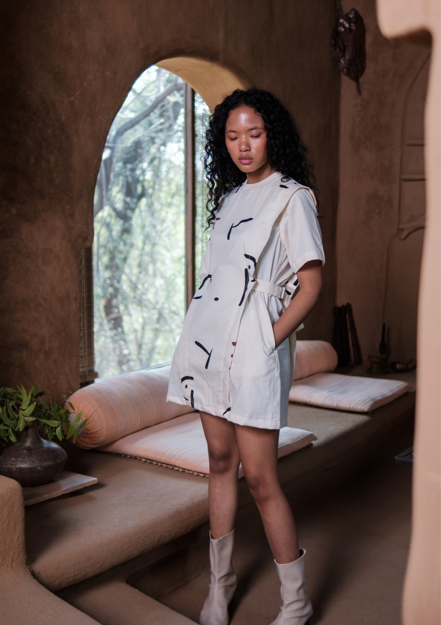 Rory Rib Dress - Line Printed