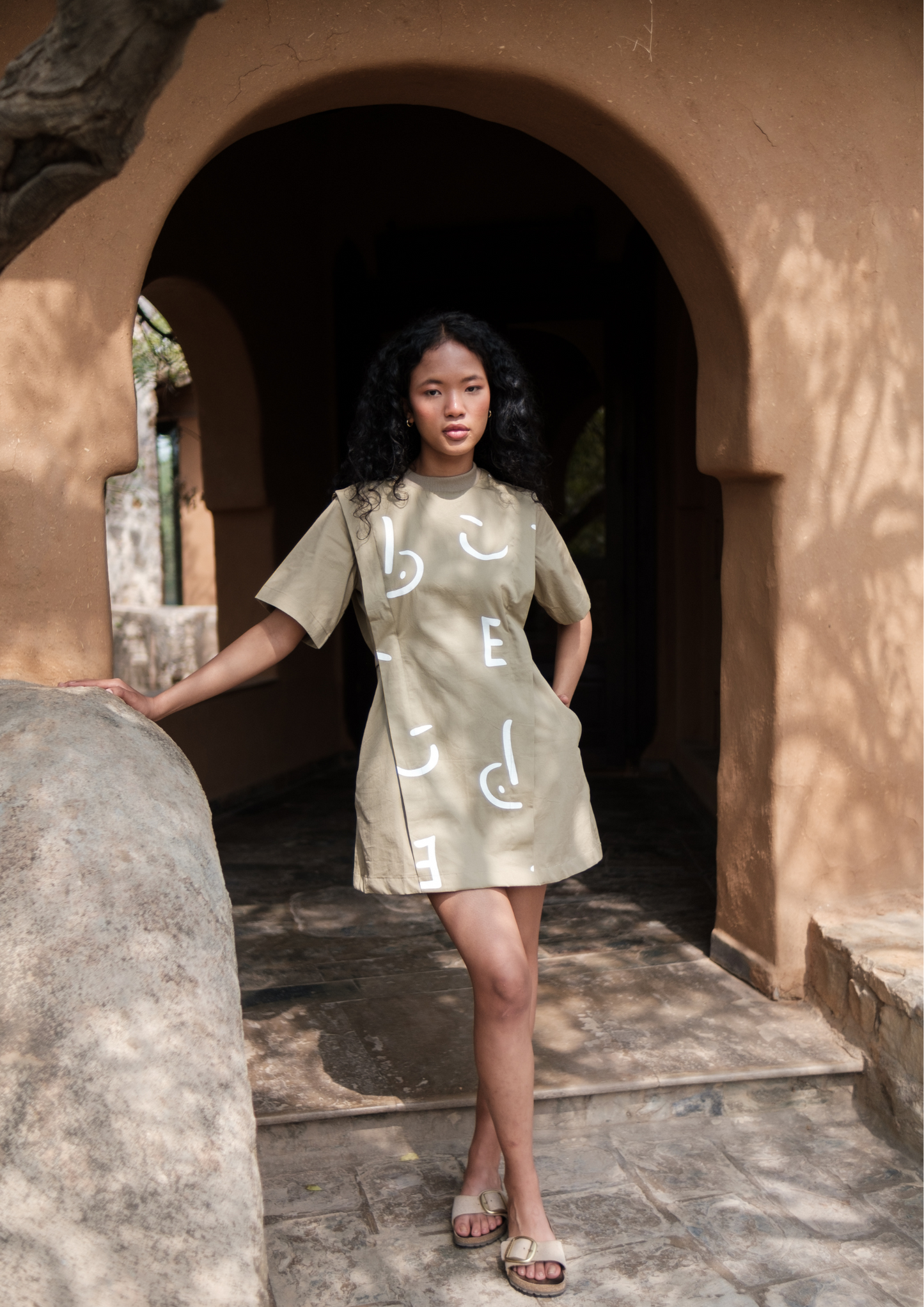 Rory Rib Dress - Line Printed