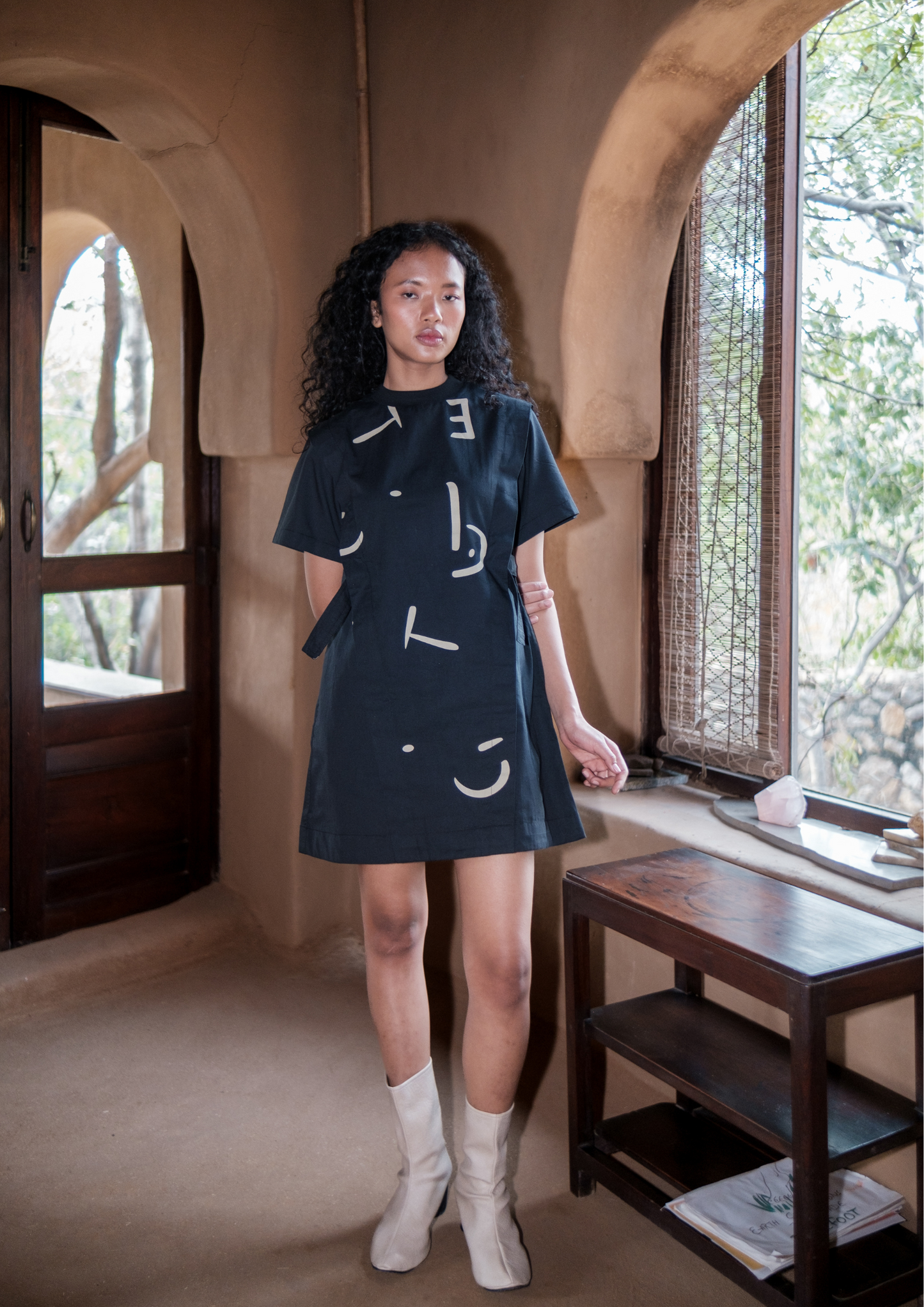 Rory Rib Dress - Line Printed