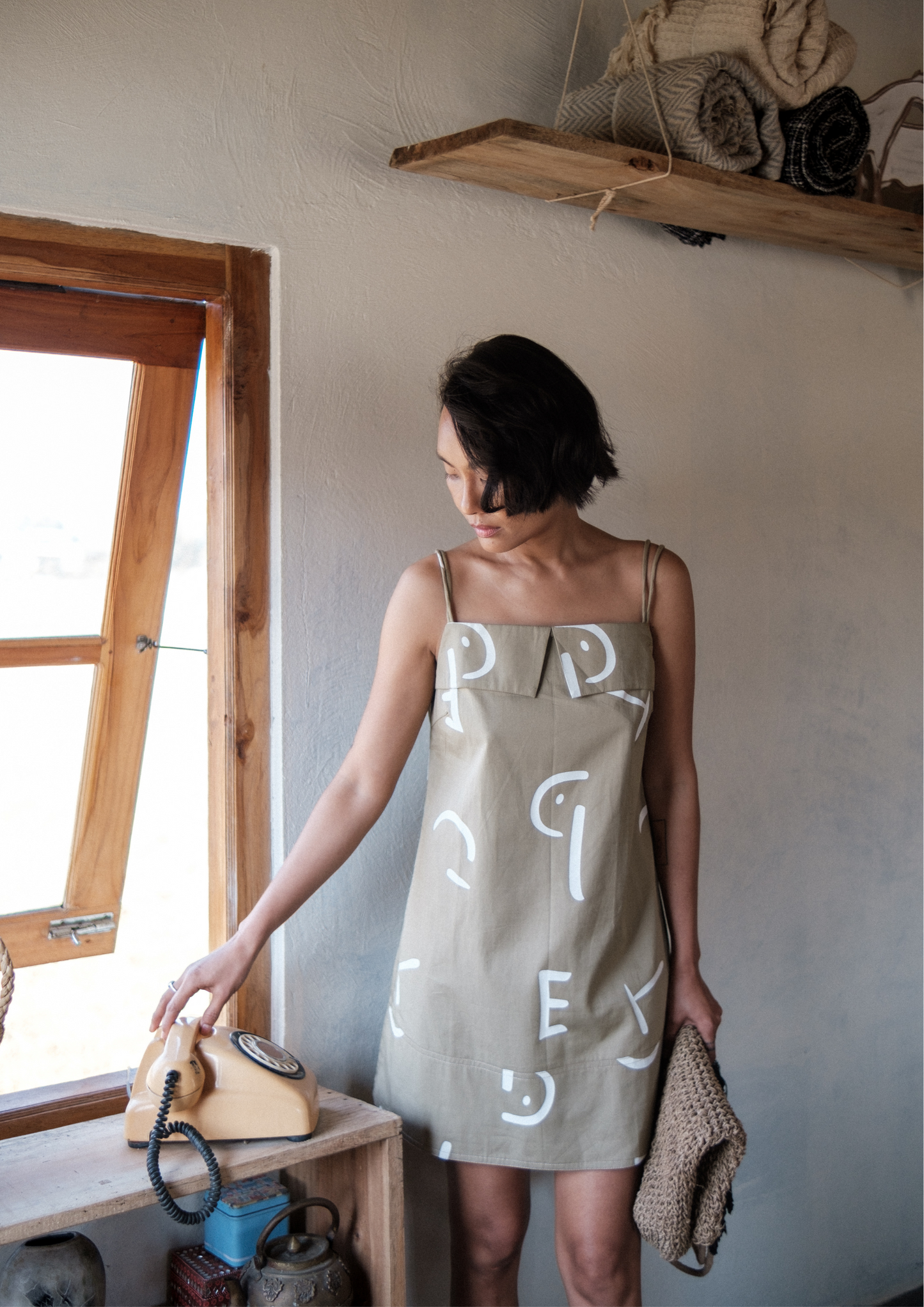 Rachel Slip Dress - Line Printed