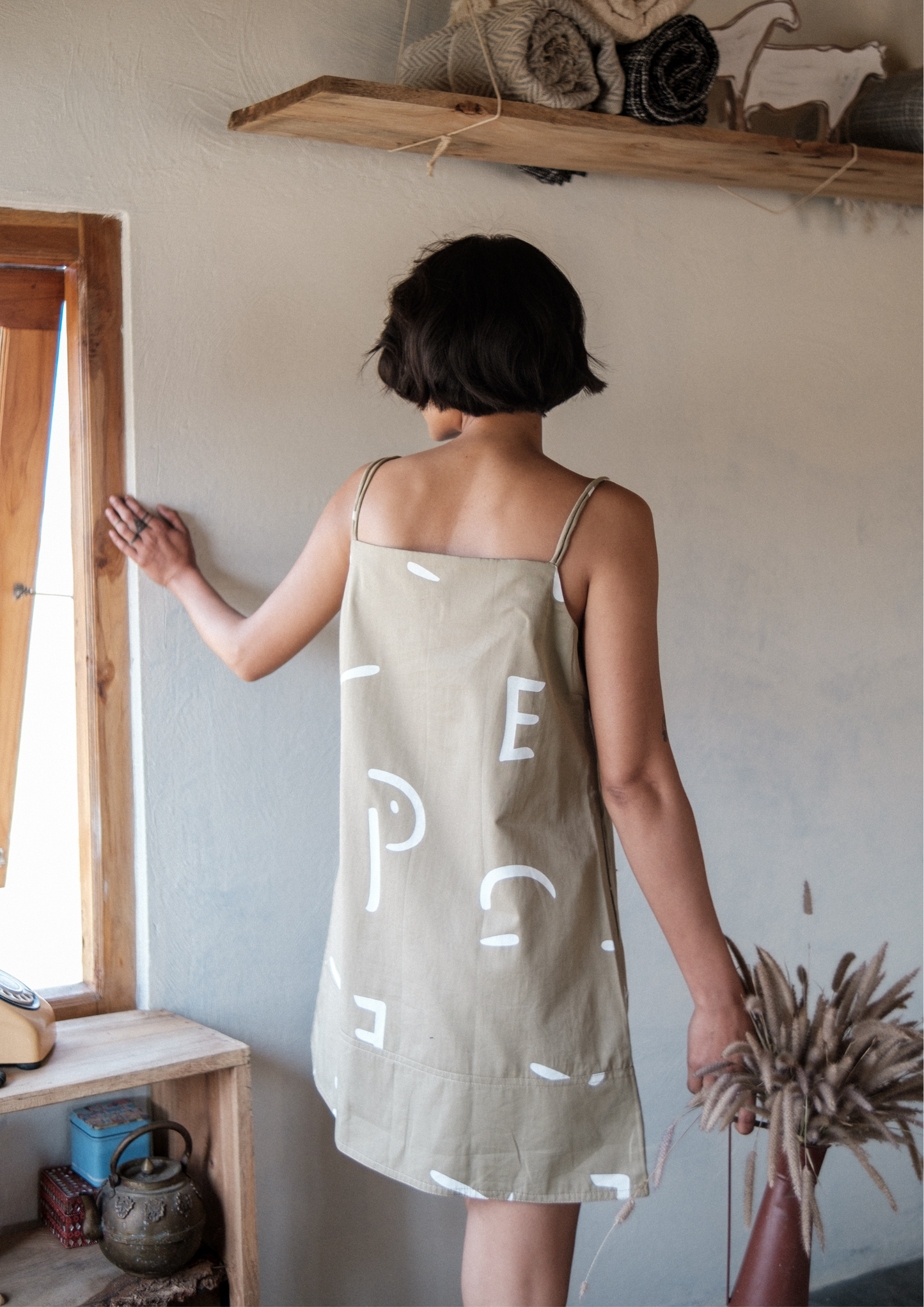 Rachel Slip Dress - Line Printed