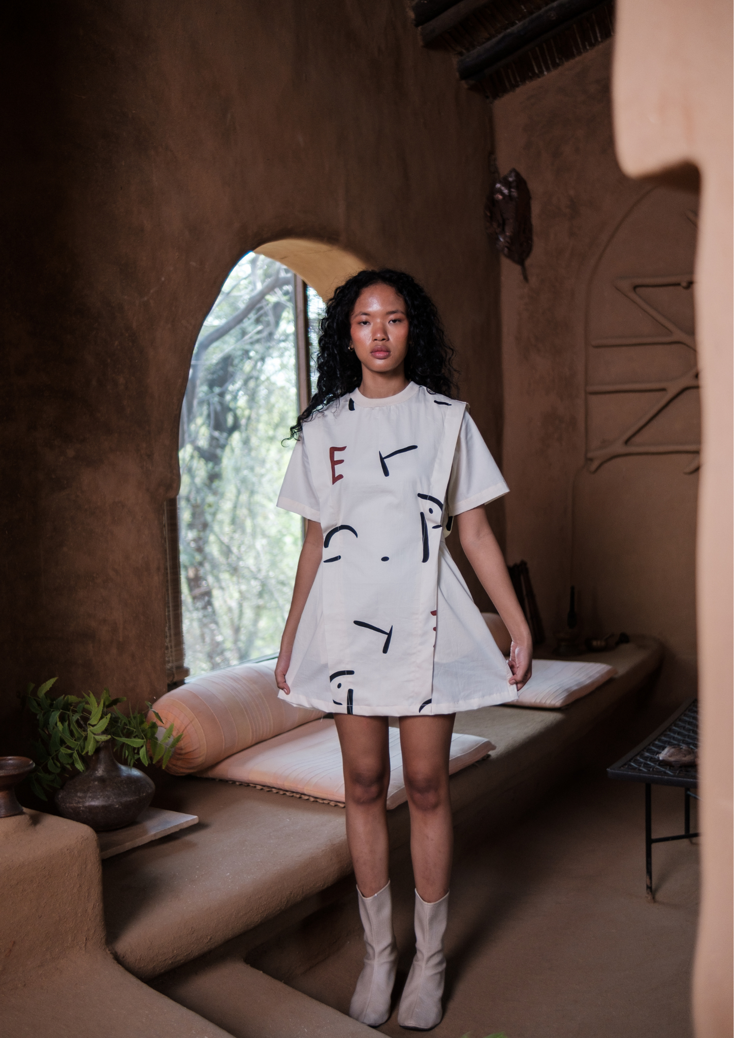 Rory Rib Dress - Line Printed