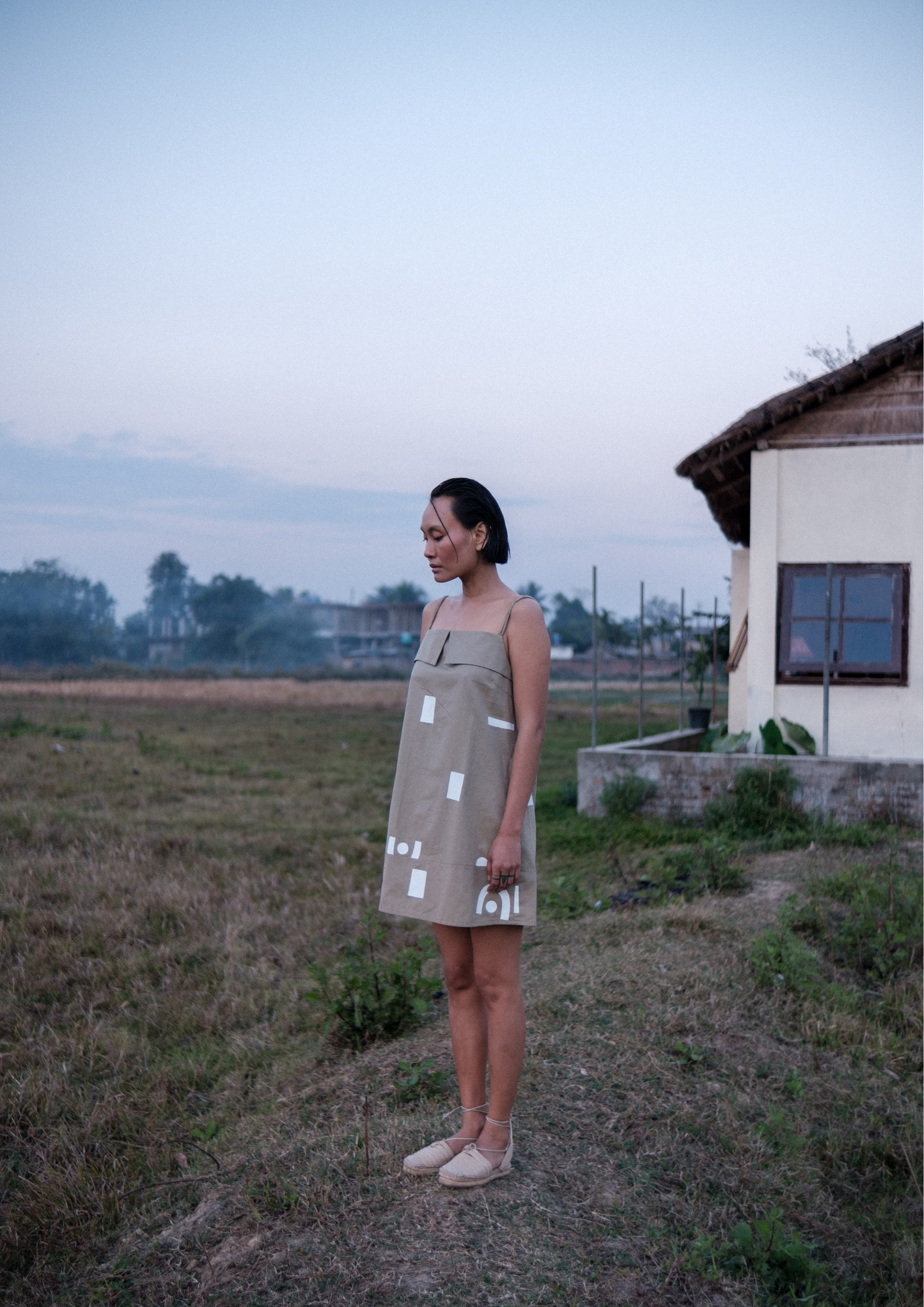 Rachel Slip Dress - Line Printed