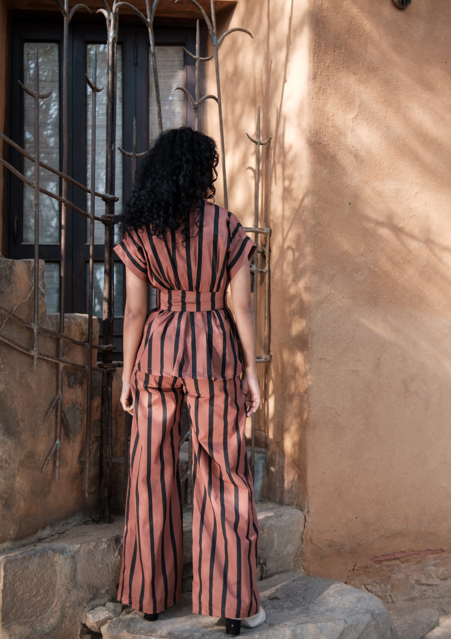 Berlin Shawl collar Top - Striped