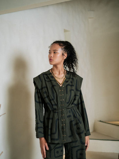 Izu Peplum Top-Printed