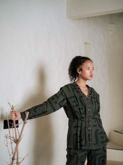 Izu Peplum Top-Printed