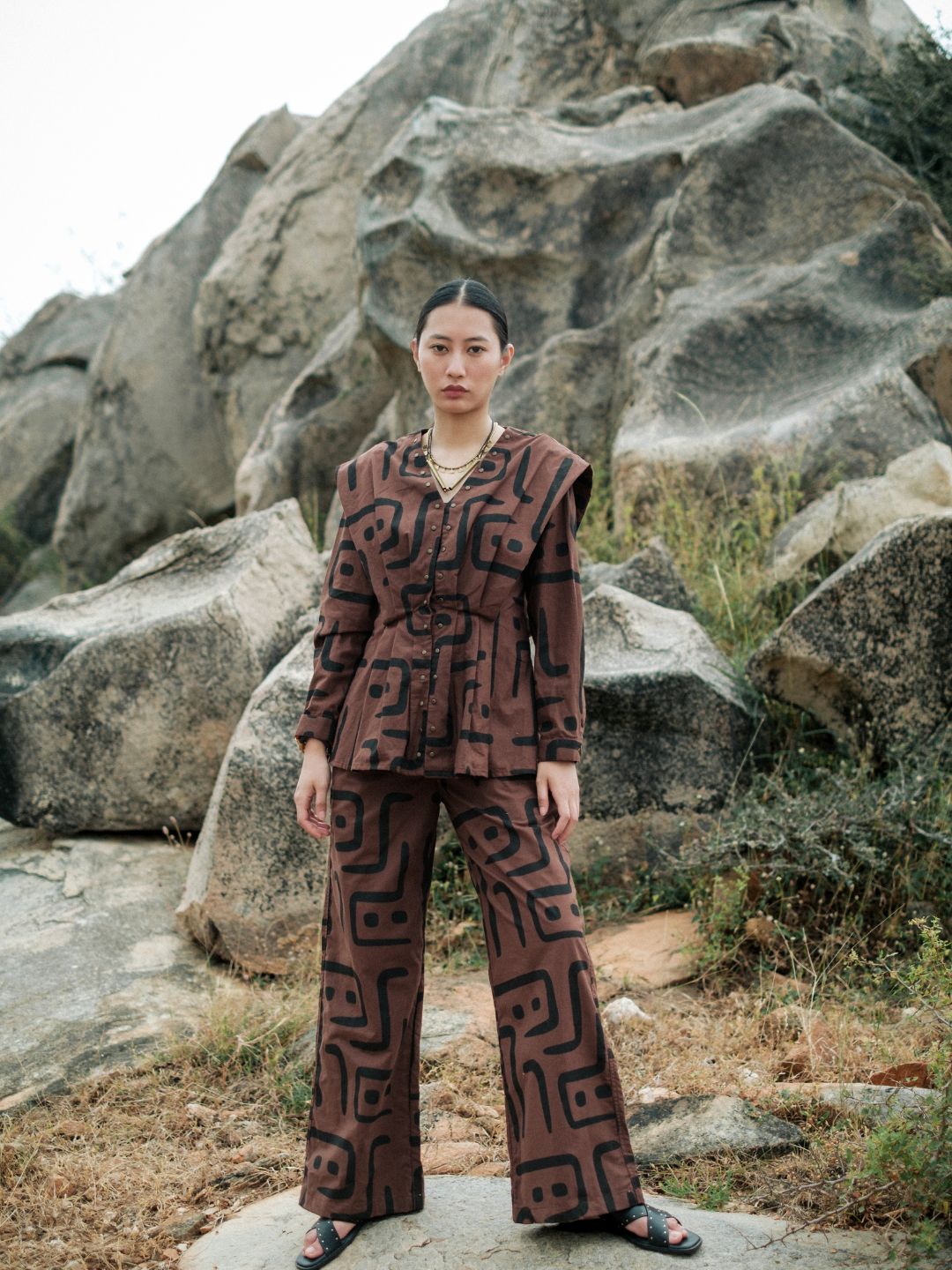 Izu Peplum Top-Printed