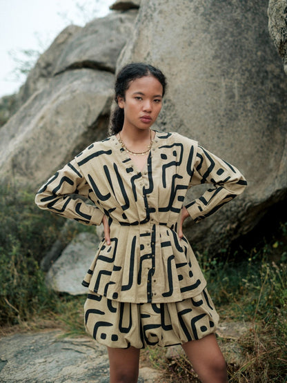 Izu Peplum Top-Printed