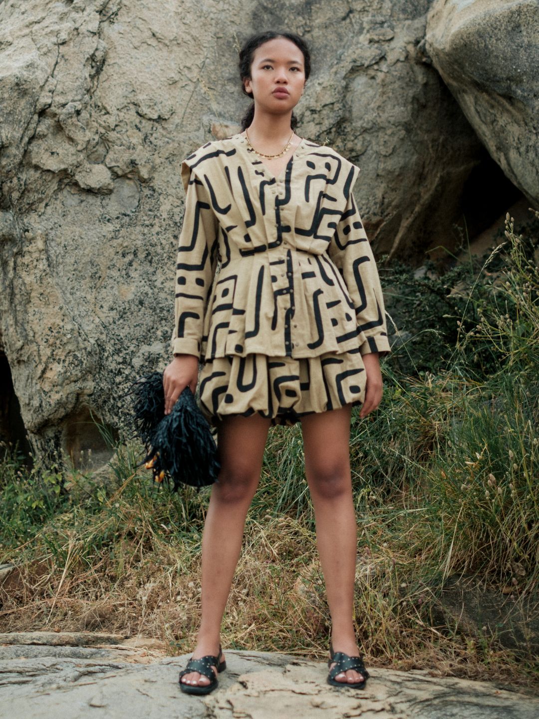 Izu Peplum Top-Printed