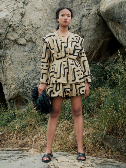 Izu Peplum Top-Printed