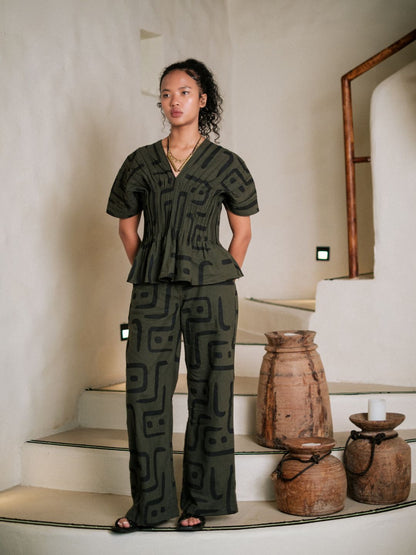 Handwoven Sailor Flared Pants - Tribal Printed