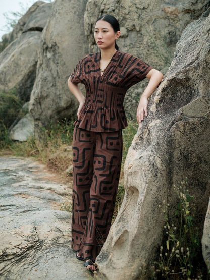 Handwoven Sailor Flared Pants - Tribal Printed