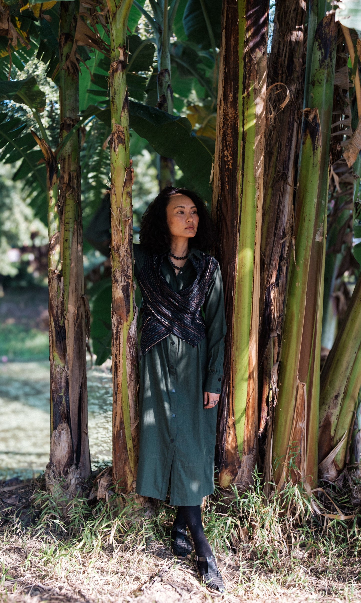 Handwoven Seattle Wrap Long Dress - Green