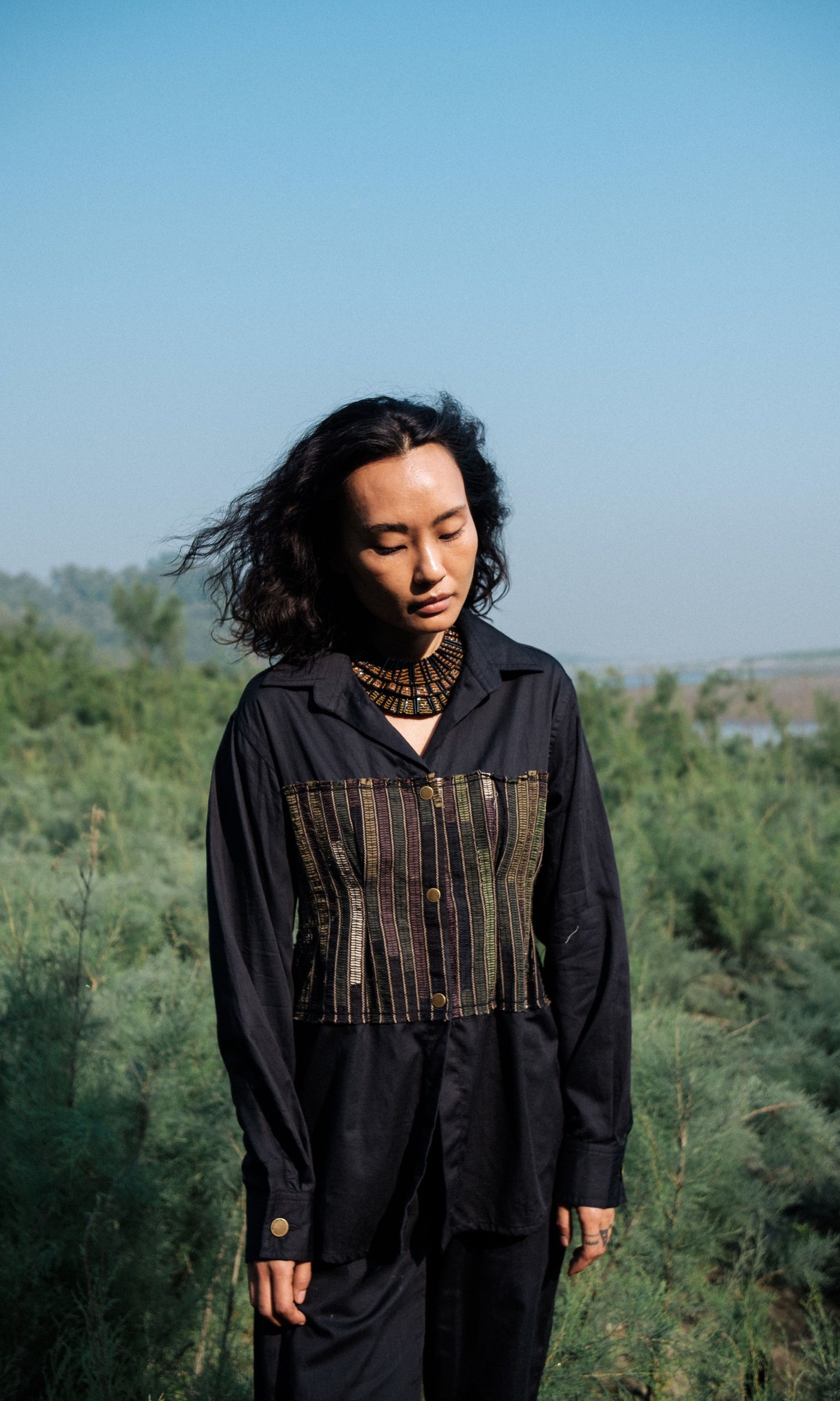 Upcycled Hunza Shirt - Black Green