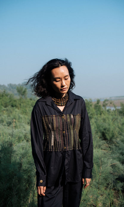 Upcycled Hunza Shirt - Black Green