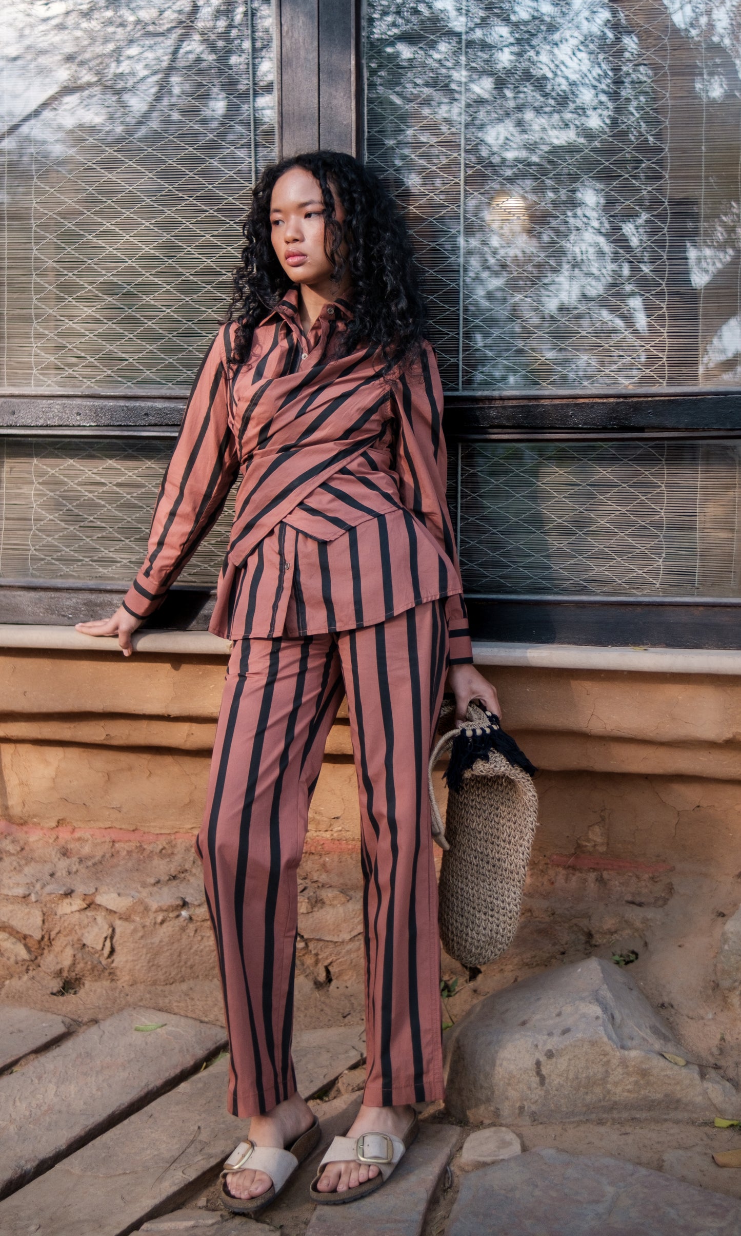 Seattle Wrap Shirt Striped-Set