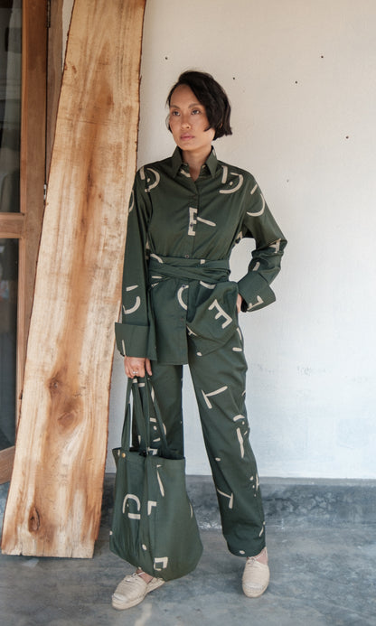 Nara Front knot Shirt Line Printed-Set