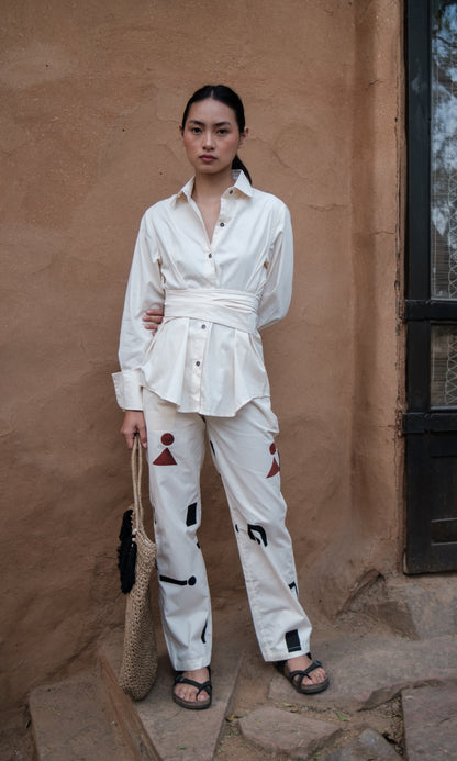 Nara Front knot Shirt Solid-Set