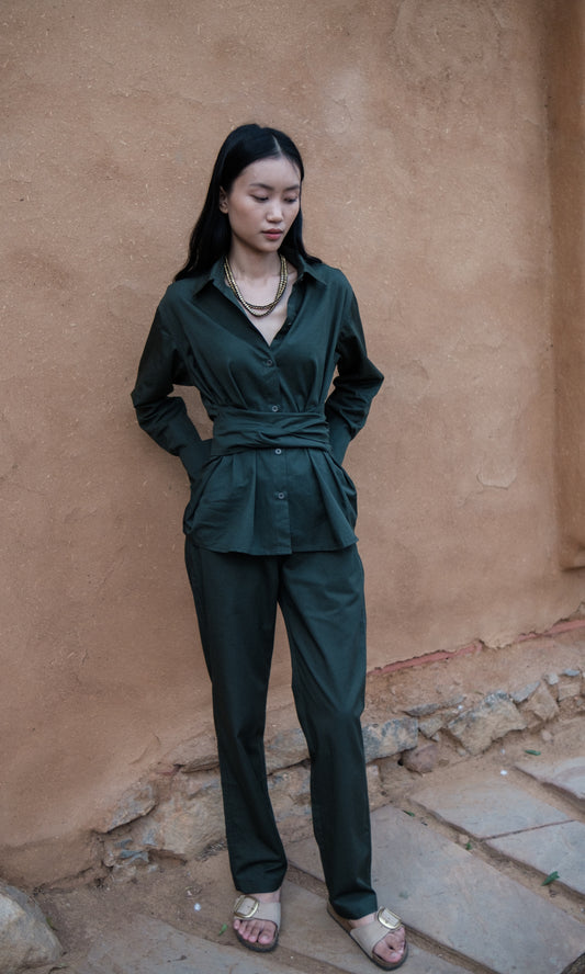Nara Front knot Shirt Solid-Set