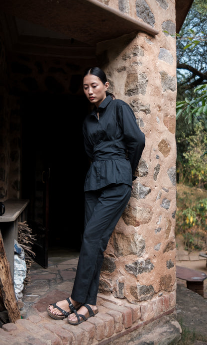 Nara Front knot Shirt Solid-Set