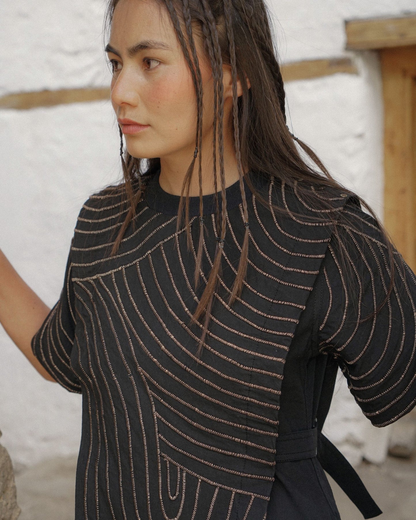 Contour Corded Dress – Noir