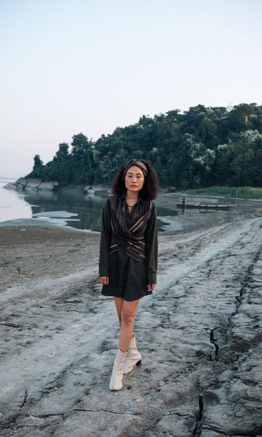 Upcycled Seattle Wrap Dress - Green