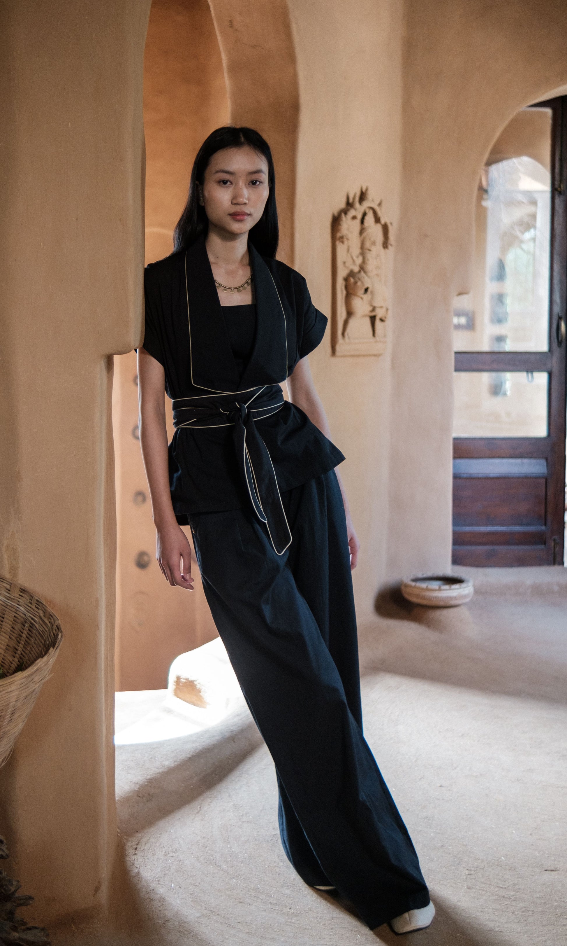 Berlin Shawl Collar Top - Solid
