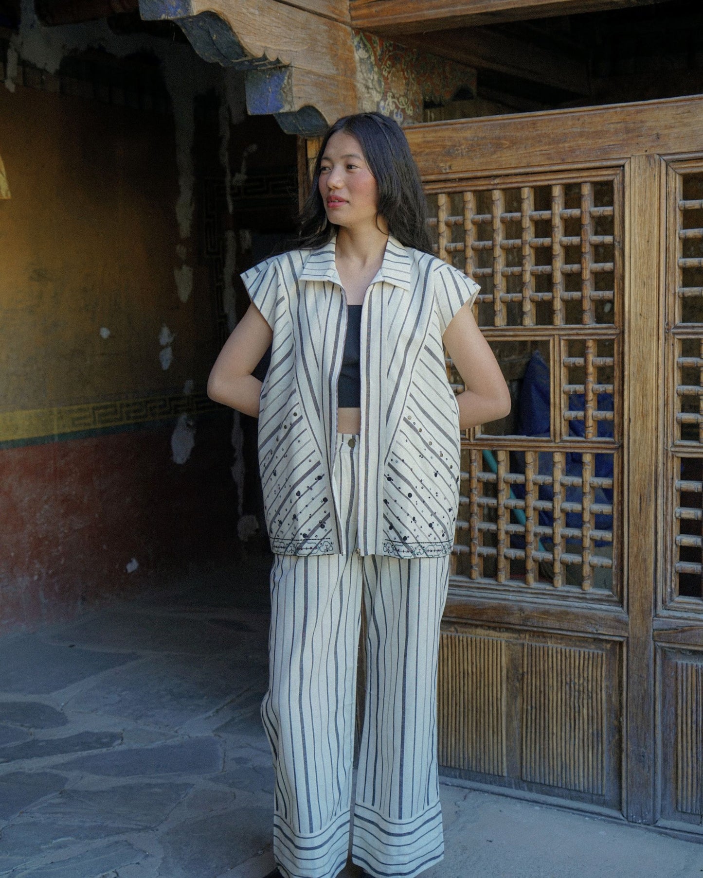 Nubra Zip Vest – Stripe