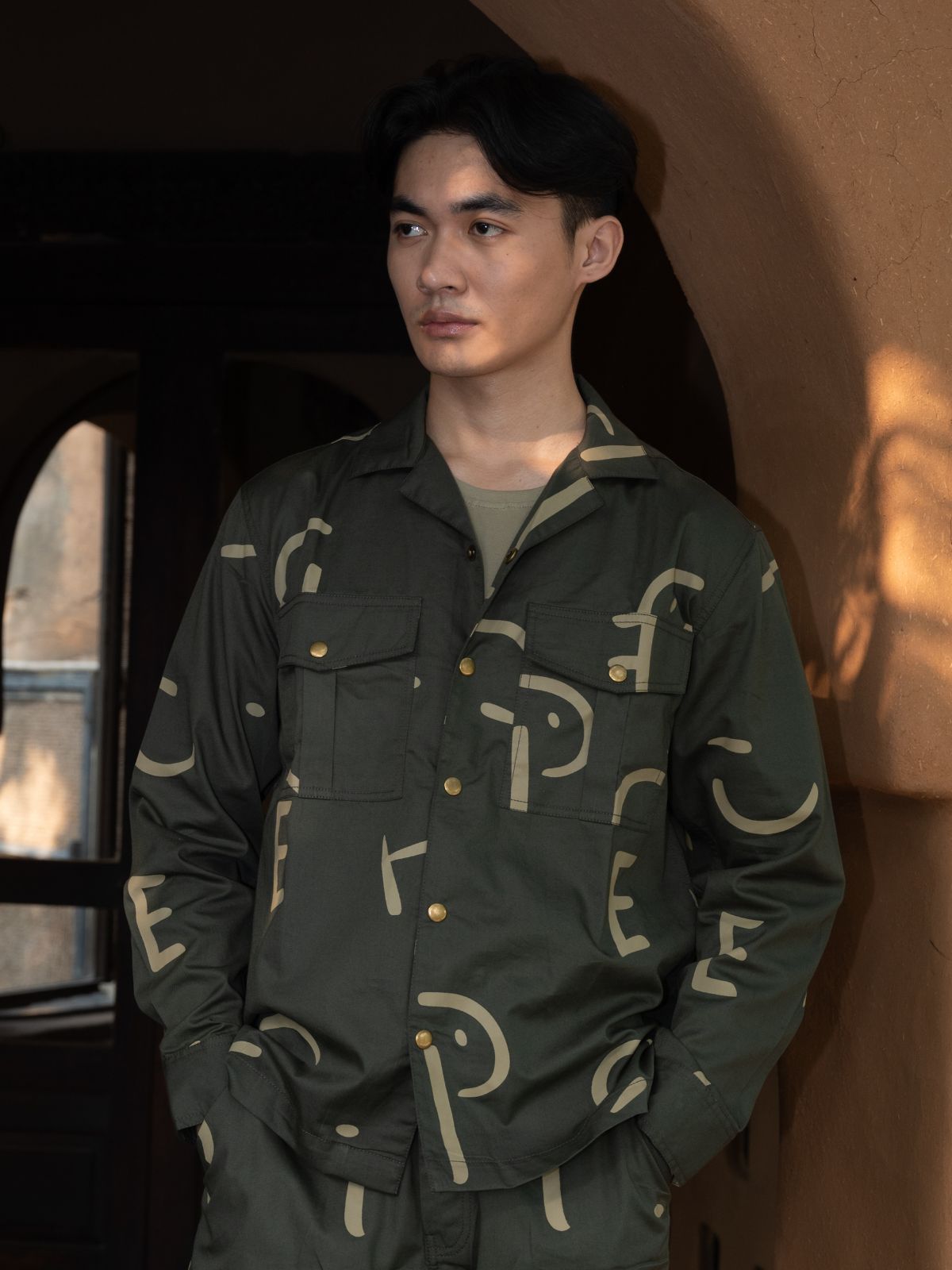 Safari Shirt Menswear - Line Printed